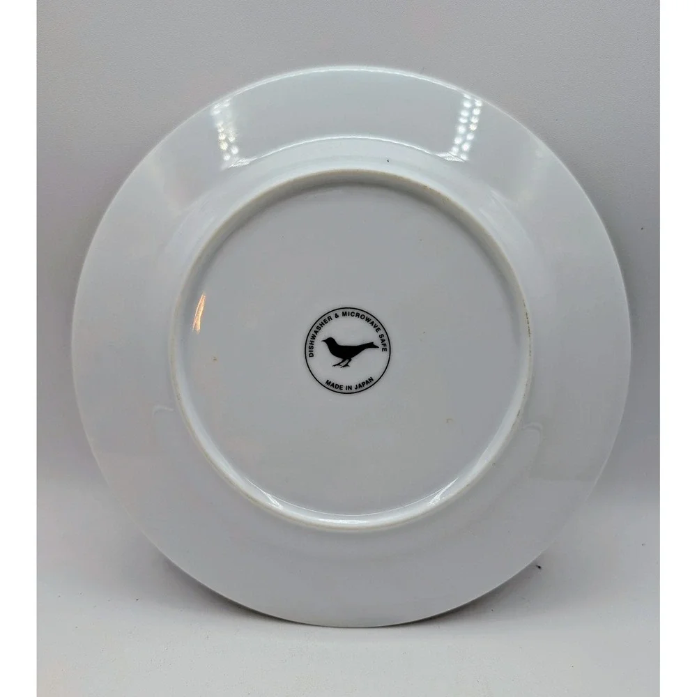 Anthropologie Botanical Bird Ceramic Salad Dessert Plates Set of 7